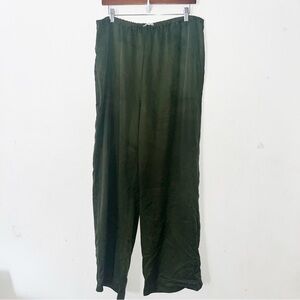 Reformation Tencel Pants Green Wide Leg Elastic Waist Relaxed Sz XL Pull On